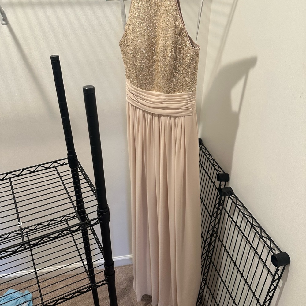 Bill Levkoff Gold and Champagne Bridesmaids Wedding Dress